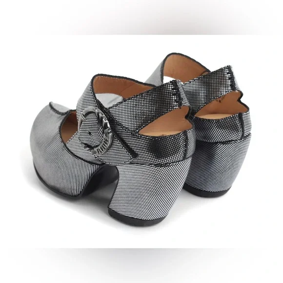 Preowned John Fluevog Prepare Guide Platform Mary Janes in Silver Size 9 - Picture 2 of 16